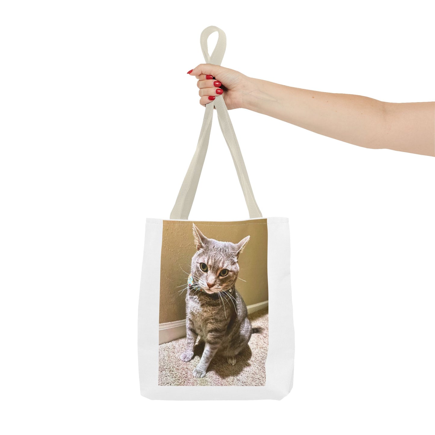 Cat Photo Tote Bag – Personalized Cute Tabby Cat Portrait Tote