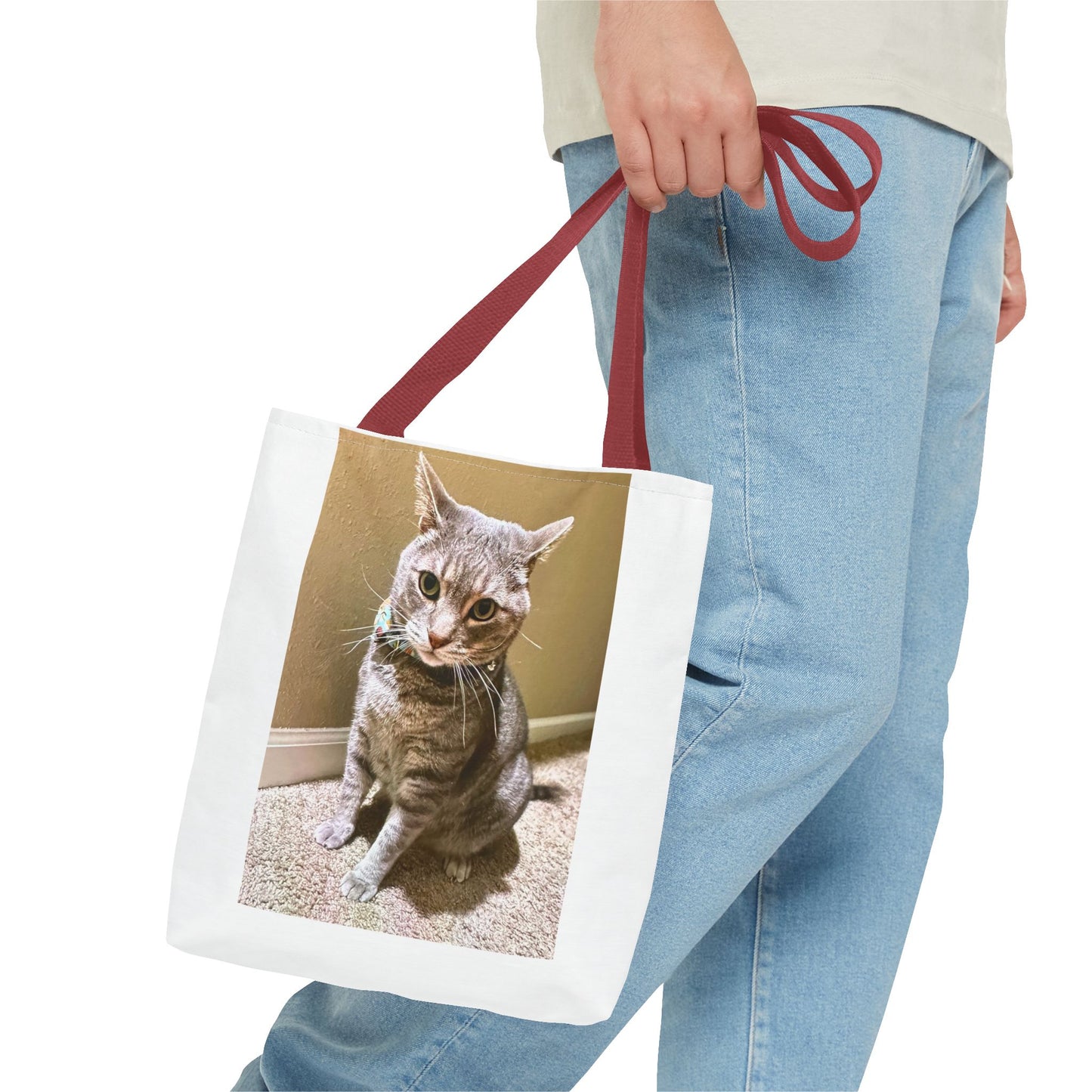 Cat Photo Tote Bag – Personalized Cute Tabby Cat Portrait Tote