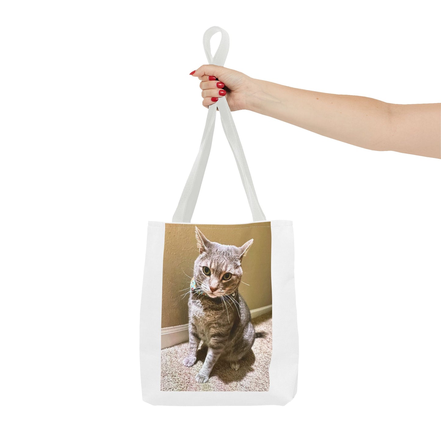 Cat Photo Tote Bag – Personalized Cute Tabby Cat Portrait Tote