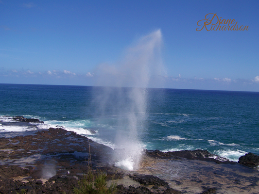 Water sprays on Hawaii rock.